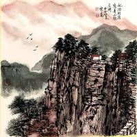 大连市中世书画艺术交流中心会员 陈尧其他作品《卡宣山水斗方》